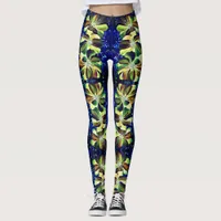 Delphinium  flowers painting leggings