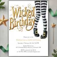 Striped Tights Wicked Themed Birthday Invitation