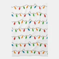 Colorful Christmas String Lights | Rustic Holiday Kitchen Towel