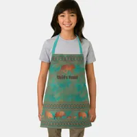 Southwest Javelina Copper Teal Personalized Childs Apron