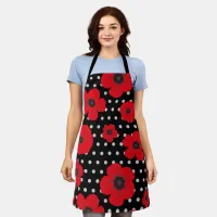 Poppy and Polka Dot Red Black Apron