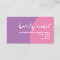 Modern Pink and Purple Geometric Circle Hair Salon Business Card