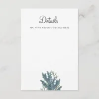 Blue Corals Under The Sea Wedding  Enclosure Card