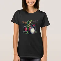 Funny Cartoon Frog Playing the Drums T-Shirt