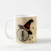 Monogram I Halloween Sky Witch Spiders Name Coffee Mug