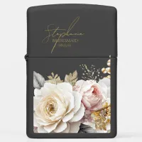 Floral Drama Wedding Bridesmaid Charcoal ID1022 Zippo Lighter