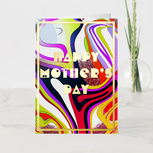 Mother’s Day - Graphic waves globe pattern Foil Greeting Card