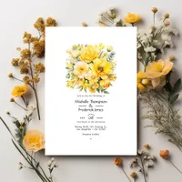 Yellow Floral Wedding Invitation