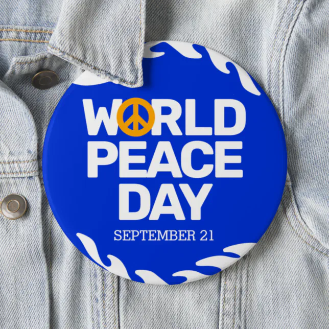 Blue Orange World Peace Day Peace Sign Button