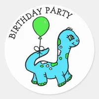 Whimsical Dinosaur Birthday Party Classic Round Sticker