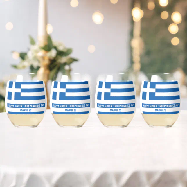 Happy Greek Independence Day Greek Flag Whiskey Glass