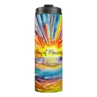 Colorful Sunset over the Water Watercolor Quote Thermal Tumbler