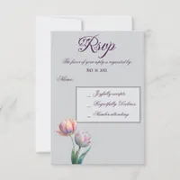 Romantic and Poetic Pastel Tulips Watercolor RSVP Card