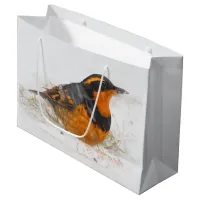 Beautiful Varied Thrush on a Snowy Winter's Day Large Gift Bag