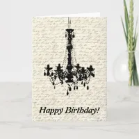 Chandelier on handwritten background Birthday Card