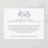 Wedding Details Card | Brush Lettered Lavender