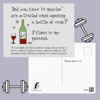 Fitness Is My Passion Funny Wine Quote Postcard