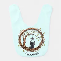 Cute Black Kitten Watching a Star Baby Bib