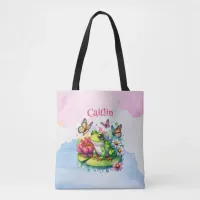 Personalized Frog, Flowers and Butterflies Baby Tote Bag