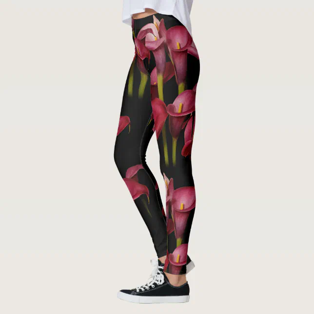 Elegant Floral Purple Calla Lilies Leggings