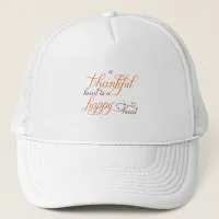 thankful heart is a happy heart thanksgiving trucker hat