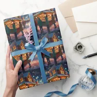 Joyful winter Christmas celebration scene Wrapping Paper