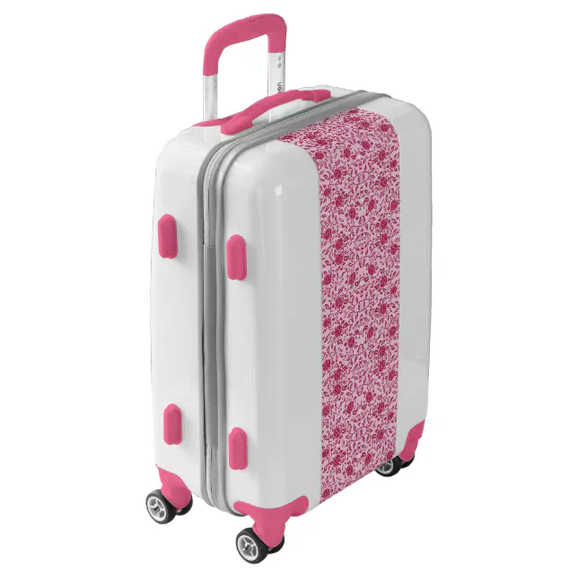 Elegant Flowery Pink and Red Damask Luggage