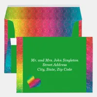 [Rainbow Crinkle Wedding] Heart Butterfly Green Envelope