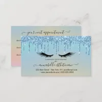 Glitter Blue Eyelash Extension Appointment  Business Card