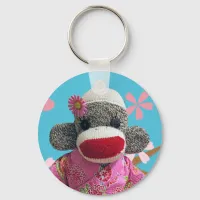 Sakura Sock Monkey Keychain