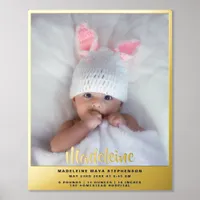 Newborn New Baby Name Photo Birth Stat Gold Silver Foil Prints