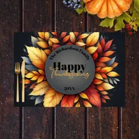 Elegant Autumn Leaves Thanksgiving Paper Placemat 