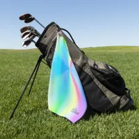 Modern iridescent pastel rainbow colored,  golf towel