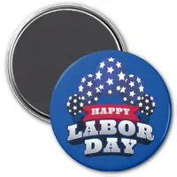 Happy Labor Day Red White Blue Stars  Magnet