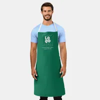 Custom Company White Logo on Green Staff Uniform Apron