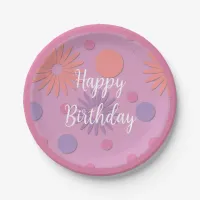 Birthday Girl Flowers and Polka Dots Paper Plates