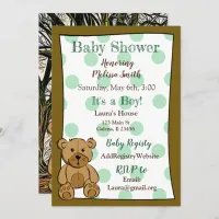 Teddy Bear Boy Baby Shower Invitations