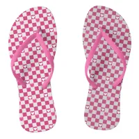 Pink Checkers & Hearts Flip Flops