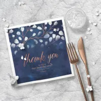 Watercolor Snowdrops Wedding Navy/Copper ID726 Napkins