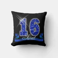 Sweet Sixteen Sparkle Blue ID118 Throw Pillow