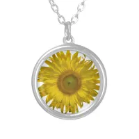 Yellow Sunflower   Silver Plated Necklace