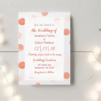 Coral Polka Dots Wedding  Invitation