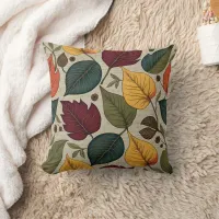 Colorful autumn leaves on textured background throw pillow