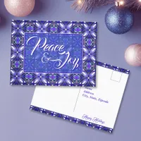 Peace & Joy Purple Christmas Postcard