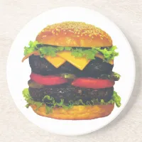 Double Deluxe Hamburger with Cheese Drink Coaster