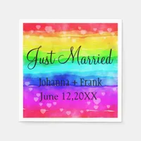 Just Married Rainbow Napkins