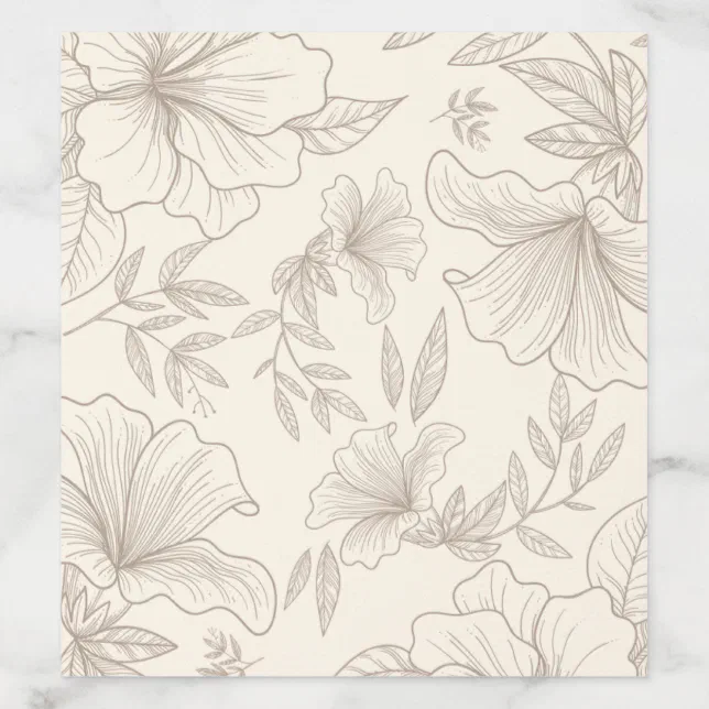 Elegant Minimalist Monotone Floral Wedding Envelope Liner