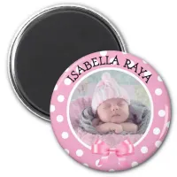 Pink Bow Polka Dot Baby Photo Reminder Magnet