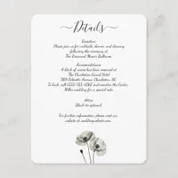 Simple Elegant Minimalism Black and White Poppies  Enclosure Card