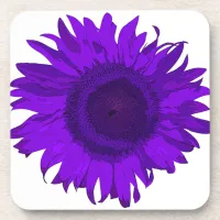 Bright Purple Pop Art Sunflower Cork Coaster Set